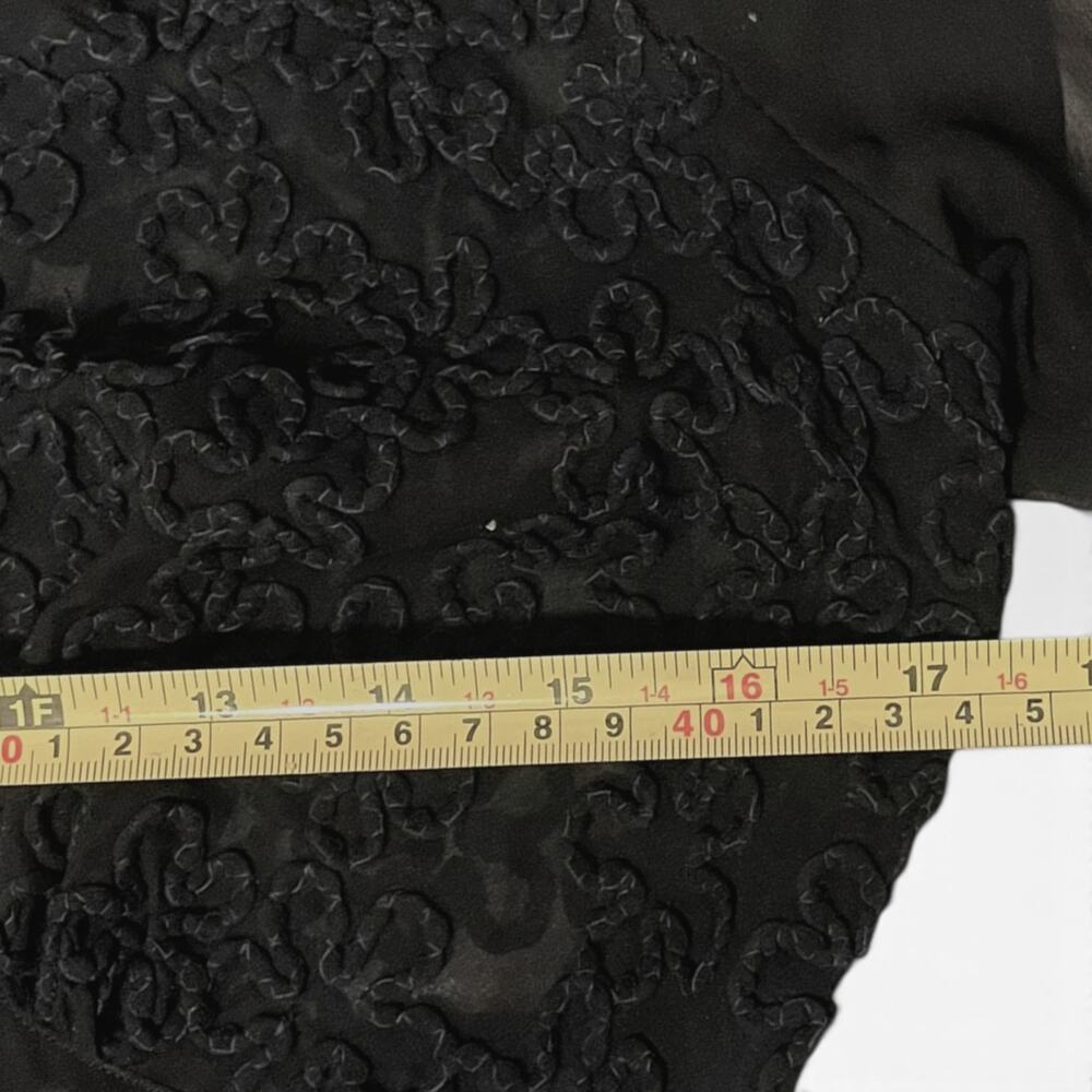 Vintage 1930s Black Chiffon Soutache Evening Gown Sheer Flutter Sleeve Dress - Picture 11 of 11